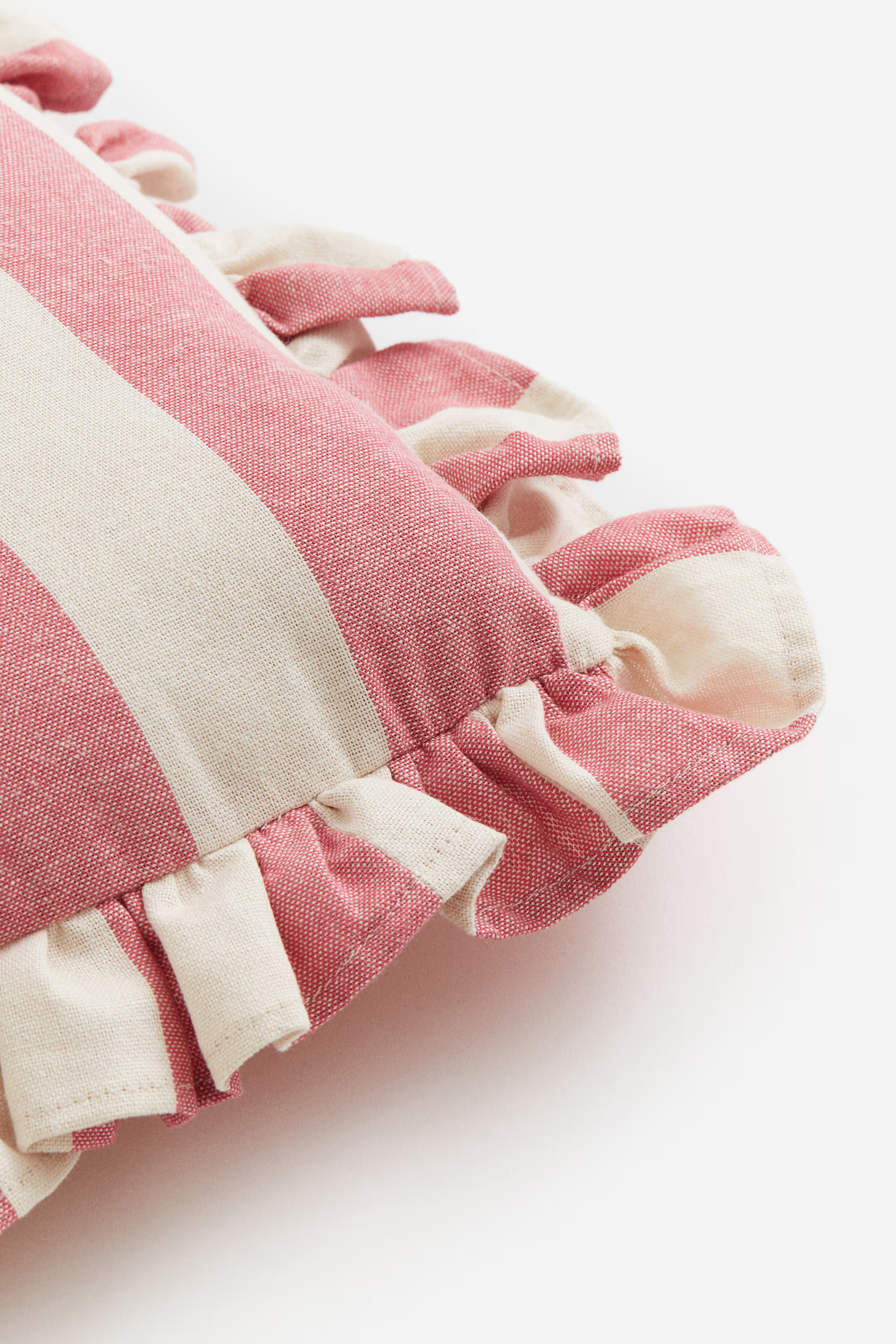 Ruffle-trimmed Cotton Seat Cushion - Pink/striped - Home All | H&M US | H&M (US + CA)