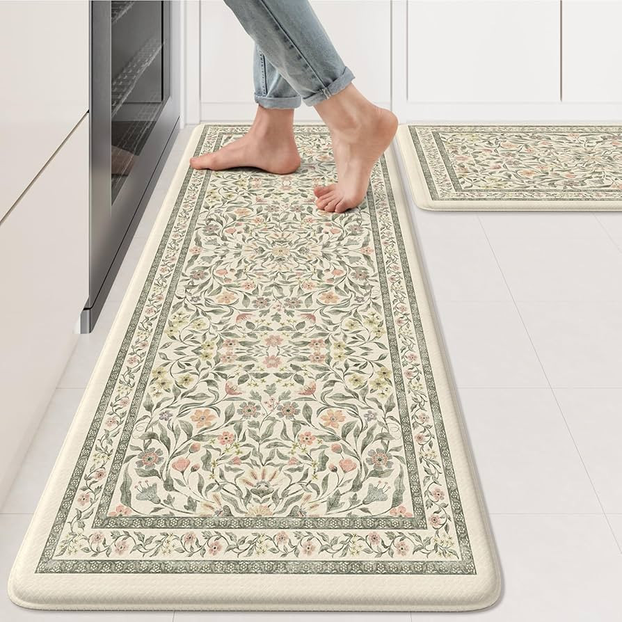 KIMODE Anti Fatigue Kitchen Mats for Floor, Boho Floral Kitchen Rugs Sets of 2, Cushioned Kitchen... | Amazon (US)