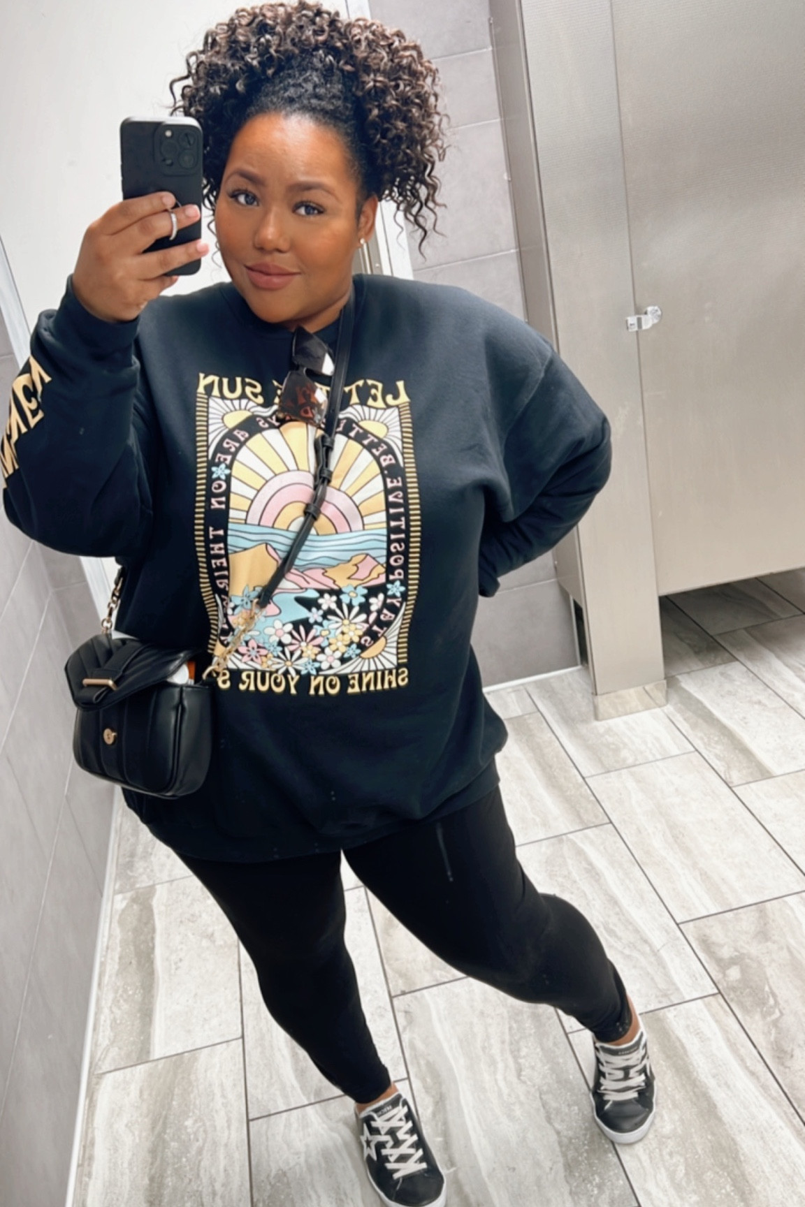 I’m been living in graphic sweaters this past week! Heading to H&M now to grab a few I seen recently! #graphicsweater #plussizeoutfit #sneakeroutfit #momoutfit Black Crossbody Handbag from Walmart 

#LTKFind #LTKunder50 #LTKcurves