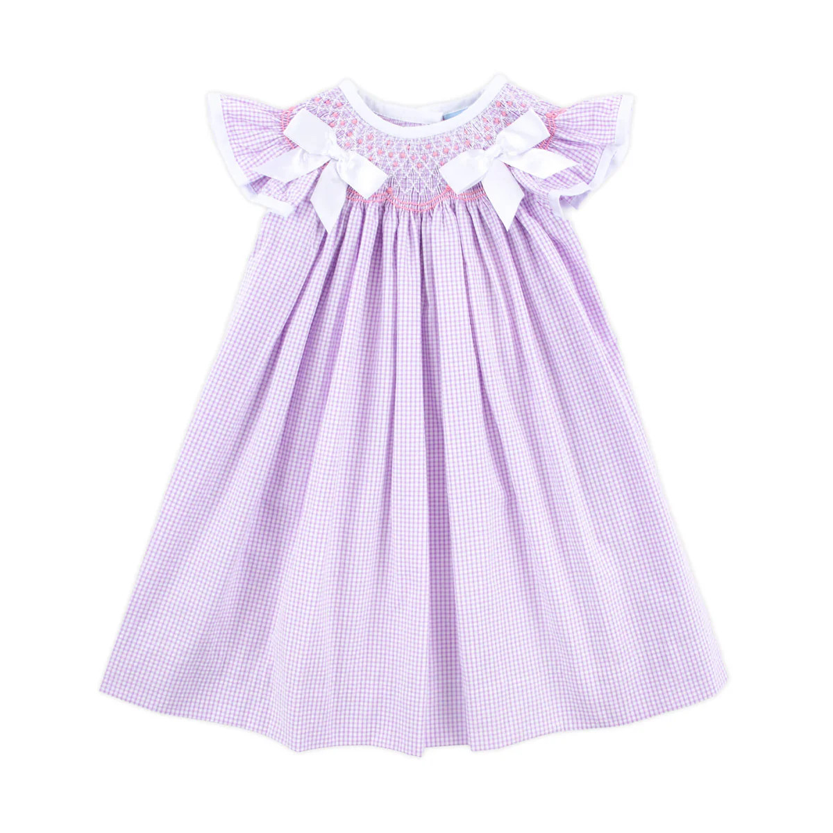 Lavender Mini Check Smocked Dress | Classic Whimsy