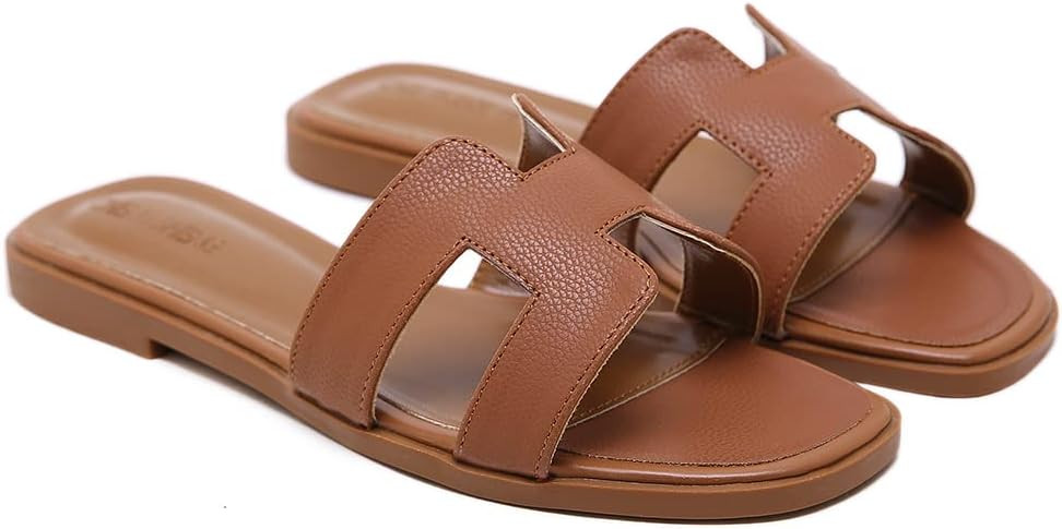 Stratuxx Kaze Womens Sandal Flat Band Slide Sandal,White, Black, Metallic Sandals | Amazon (US)