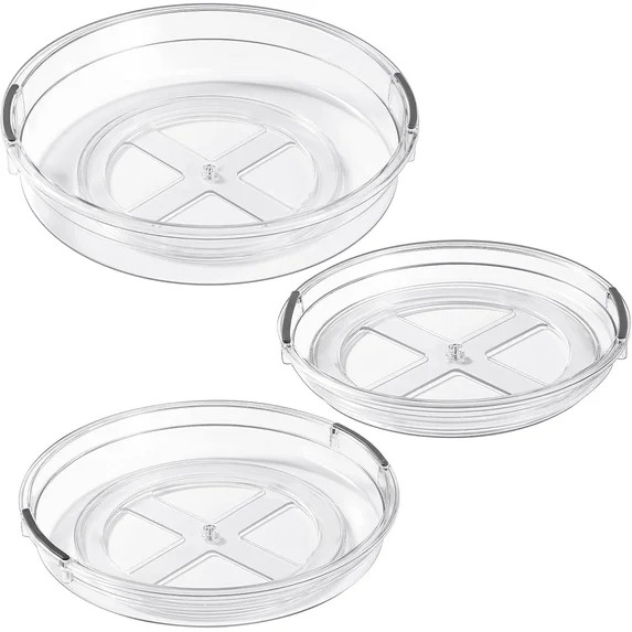 Delamu 3 Pack Lazy Susan Turntable Organizer for Cabinet Refrigerator 9.25'' 10.6'' 12'' Rotating... | Walmart (US)