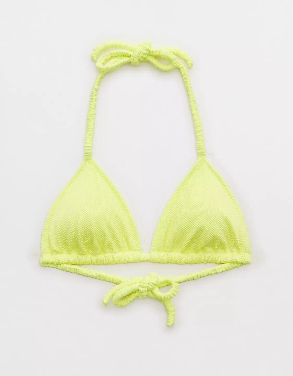 Aerie Shine Pique Scrunchie Tie String Triangle Bikini Top | Aerie