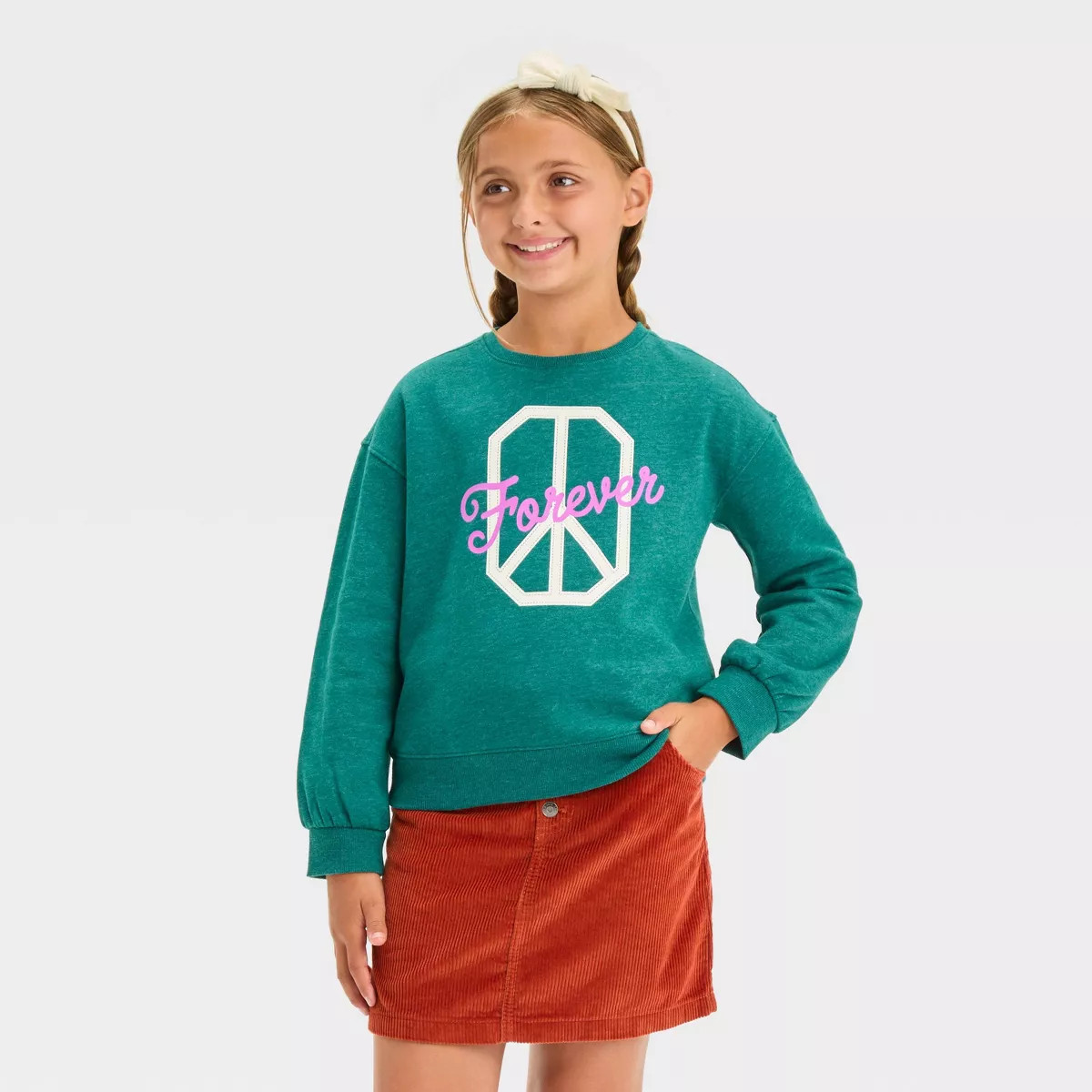 Girls' Fleece Crew Pullover Sweater - Cat & Jack™ | Target