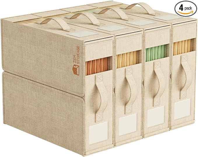 4 Pack Sheet Storage Organizer (King & Queen Size) with handle, Foldable Sheet Set Organizer for ... | Amazon (US)