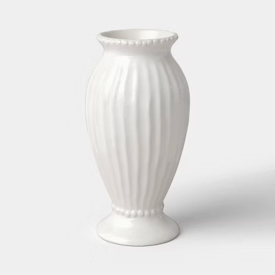 Tall Beaded Ceramic Vase Ivory - Threshold™ | Target