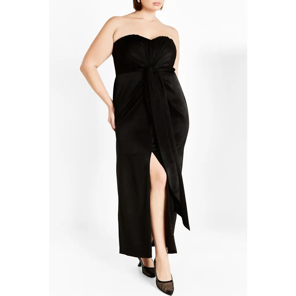 City Chic Kamari Strapless Maxi Dress in Black at Nordstrom, Size Xs | Nordstrom