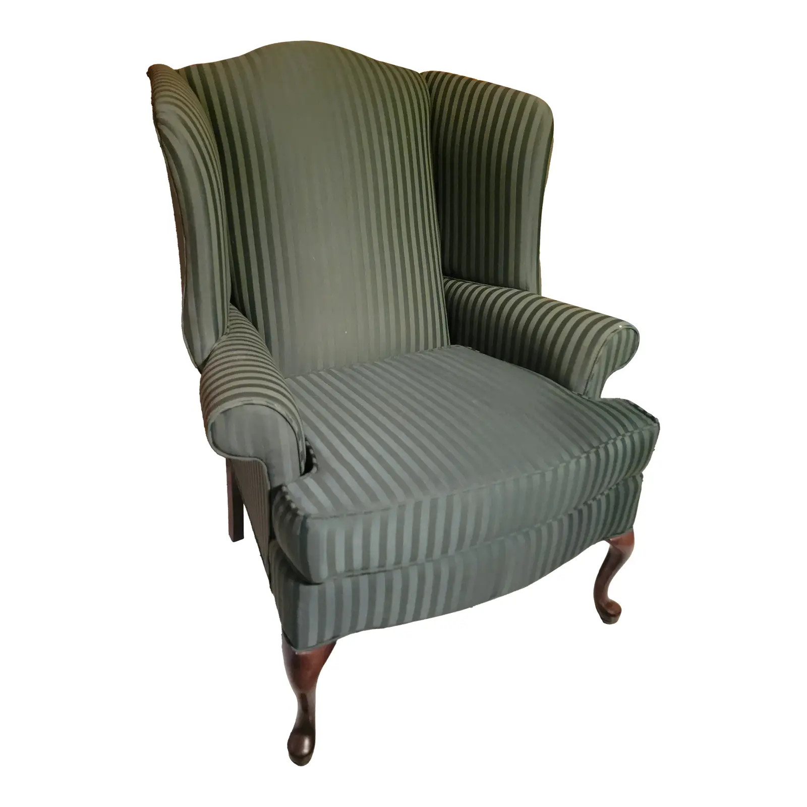 Late 20th Century Queen Anne Style Wingback Chair by Hampton Mfg | Chairish