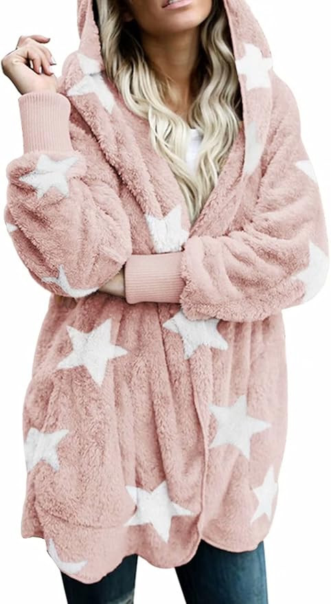 Dokotoo Womens Long Sleeve Solid Fuzzy Fleece Open Front Hooded Cardigans Jacket Coats Outwear wi... | Amazon (US)