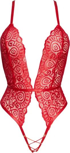 Plunge Lace Open Gusset Teddy | Nordstrom