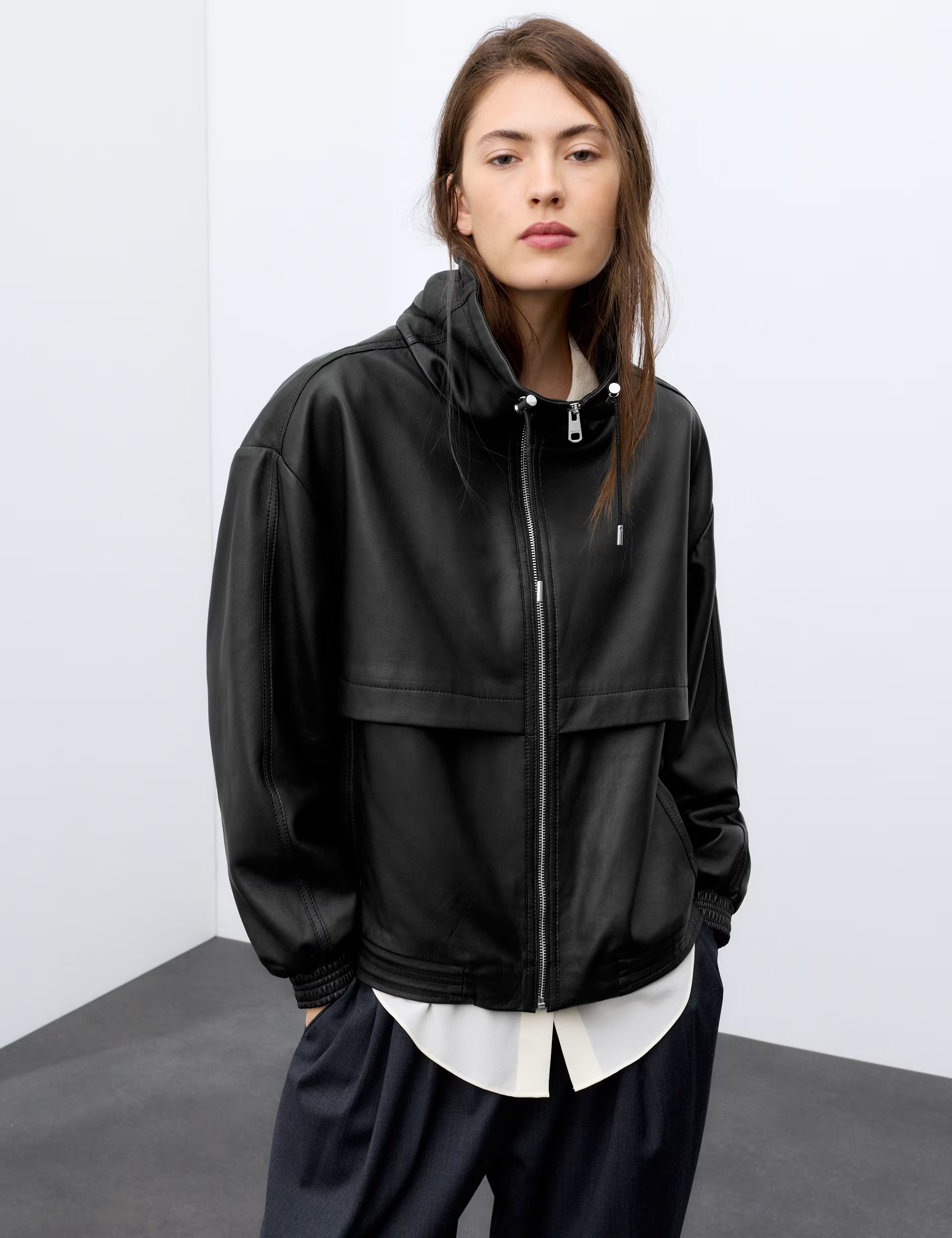 Leather Funnel Neck Bomber Jacket | Marks & Spencer (UK)