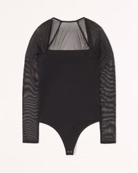 Women's Long-Sleeve Mesh Squareneck Bodysuit | Women's Clearance | Abercrombie.com | Abercrombie & Fitch (US)