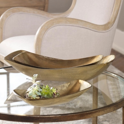 Truly Calm Anas Antique Brass Bowl Set of 3 | Ashley Homestore