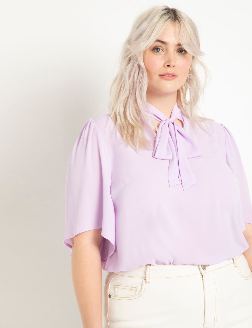 Bow Blouse with Flutter Sleeve | Eloquii