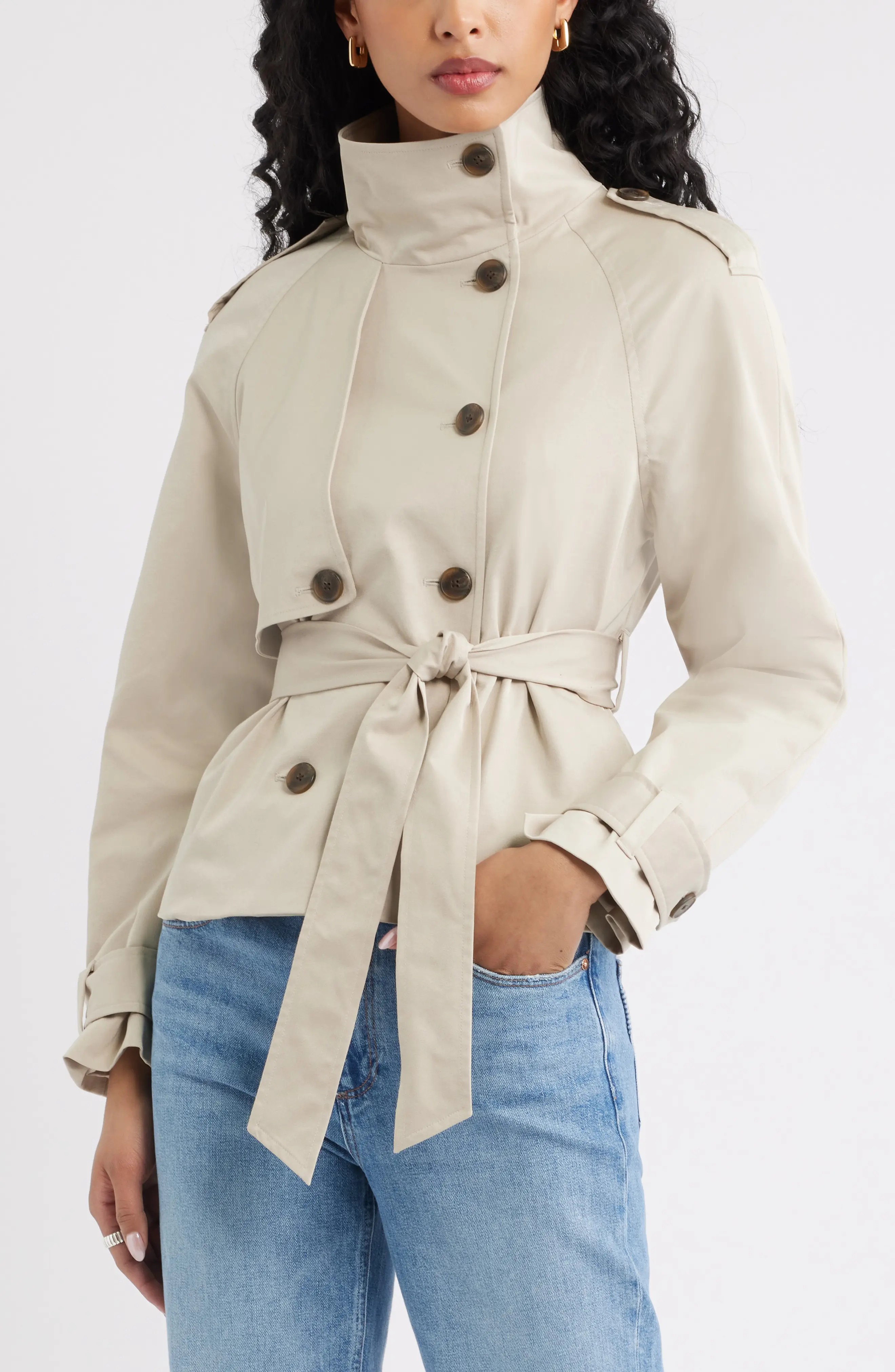 Double Breasted Crop Trench Coat (Women) | Nordstrom | Nordstrom