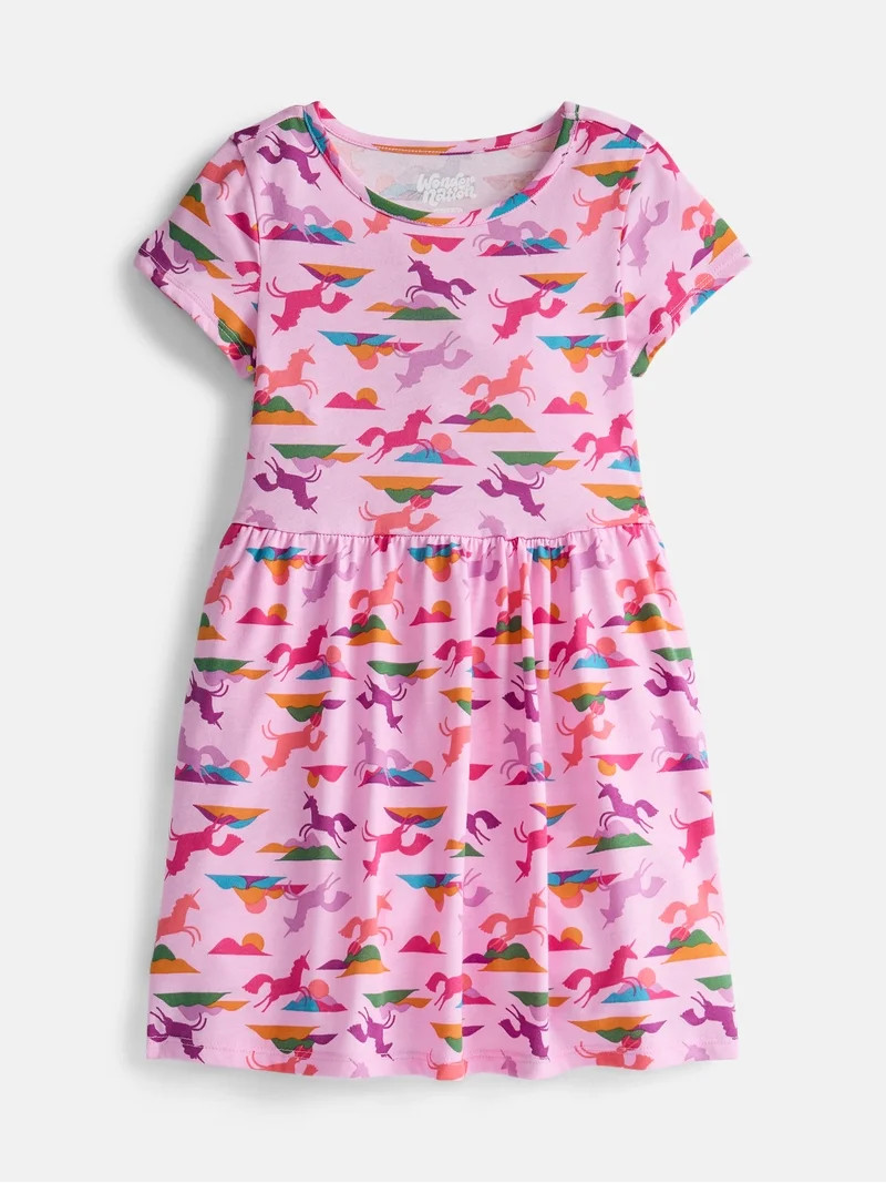 Wonder Nation Girl\u2019s Play Dress with Short Sleeves, Sizes XS-XXL | Walmart (US)