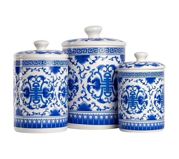 10 Strawberry Street 3-Piece Ceramic Chinoiserie Canister Set | QVC