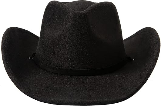 Lanzom Women Men Retro Felt Wide Brim Western Cowboy Cowgirl Hat Dress Up Hat with Wind Lanyard | Amazon (US)