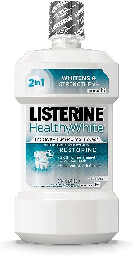 Listerine Healthy White Restoring Fluoride Mouth Rinse, Anticavity Mouthwash for Teeth Whitening,... | Amazon (US)