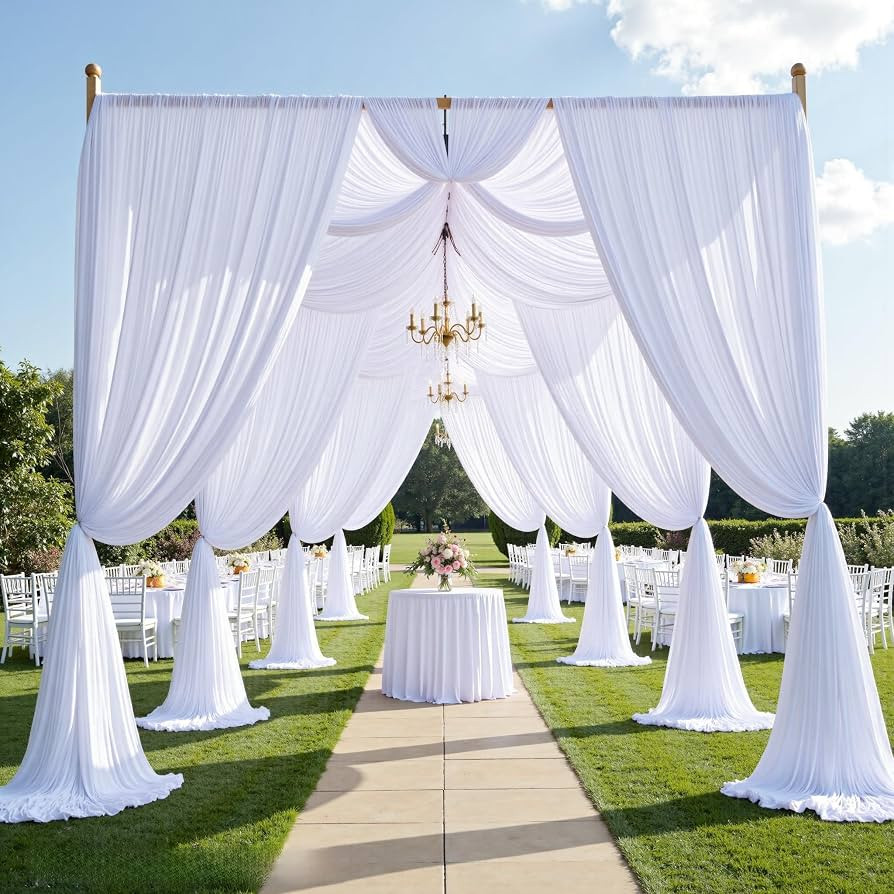 60ft\u00d715ft White Backdrop Curtain for Wedding Parties | Amazon (US)