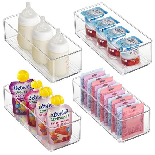 Heyuzb 4 PACK Freezer Organizer Bins Clear Stackable Storage Bins for Fridge Organization and Storage | Amazon (US)