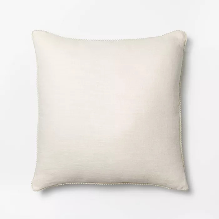 Chambray Square Throw Pillow with Lace Trim Cream - Threshold™ designed with Studio McGee | Target