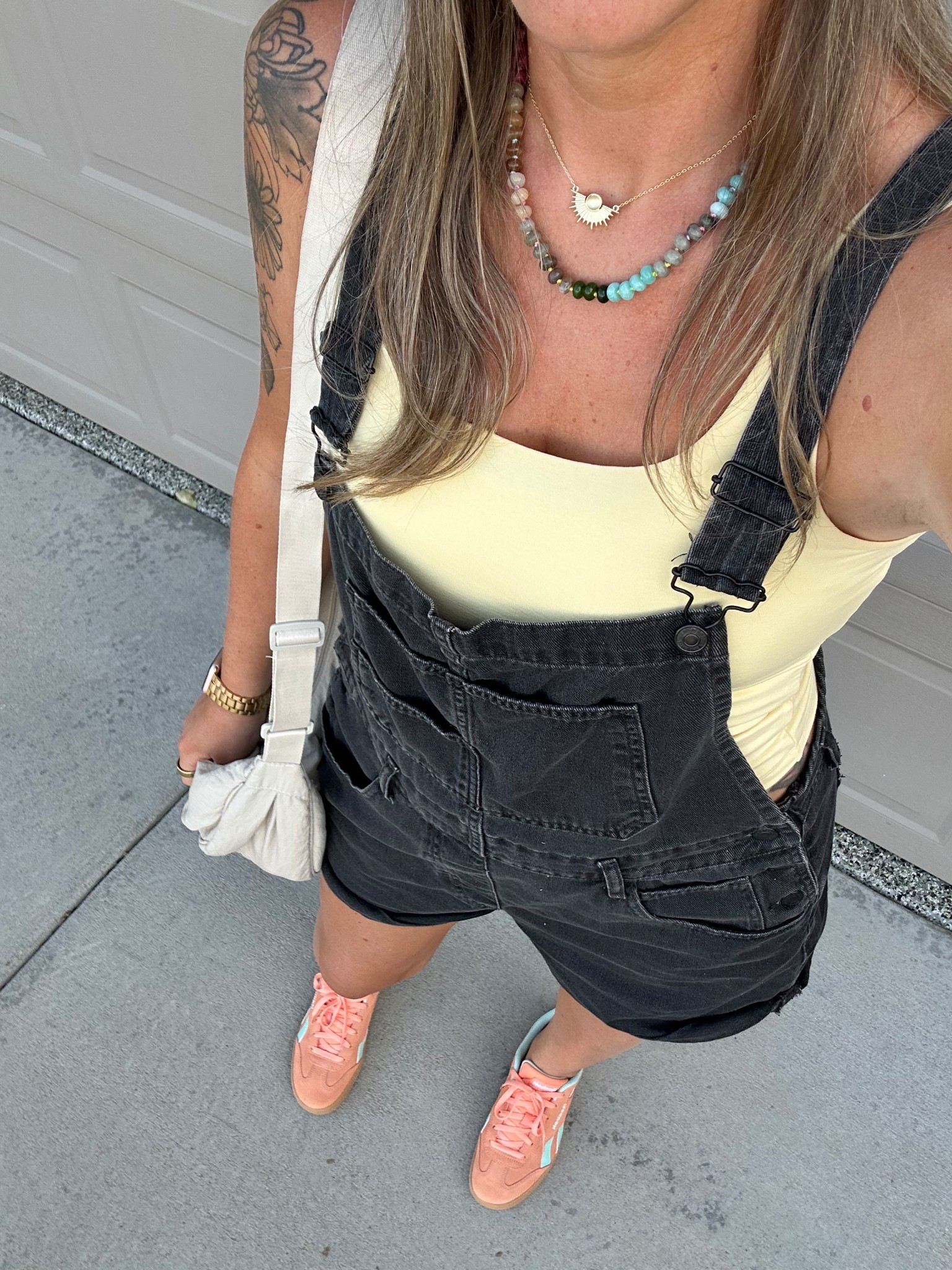 Unicorn festival outfit 🙃 
Large tank, large overalls, 11 sneakers 

#LTKMidsize #LTKOver40