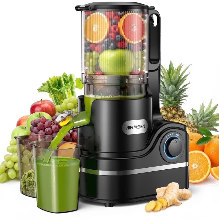 AIRMSEN Cold Press Juicer Machine with 6" Wide Feed Chute, 300W Slow Masticating Juicer, Easy-to-... | Walmart (US)