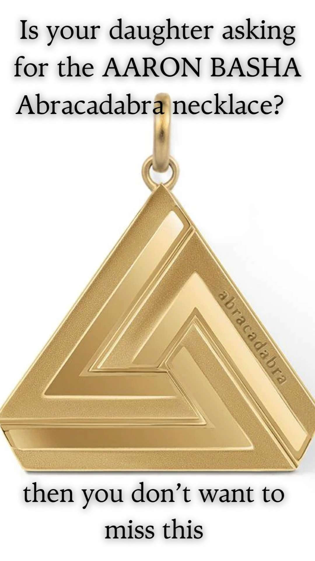 If you love the look of designer jewelry but not the price tag 👀

These triangle necklaces give that same  Abracadabra aesthetic but for a fraction of the cost.   

 