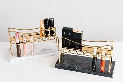 OMBRE HOME Luxury Handmade Natural Marble Lipstick Holder Organizer Display Stand with Gold Brass Ha | Amazon (US)