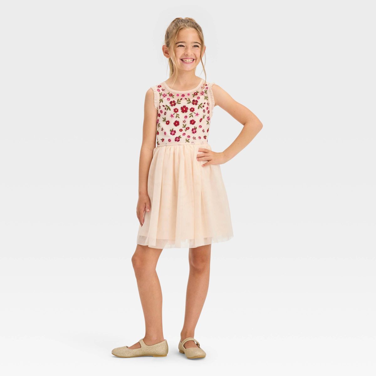 Girls' Sleeveless Embroidered Dress - Cat & Jack™ Ivory | Target
