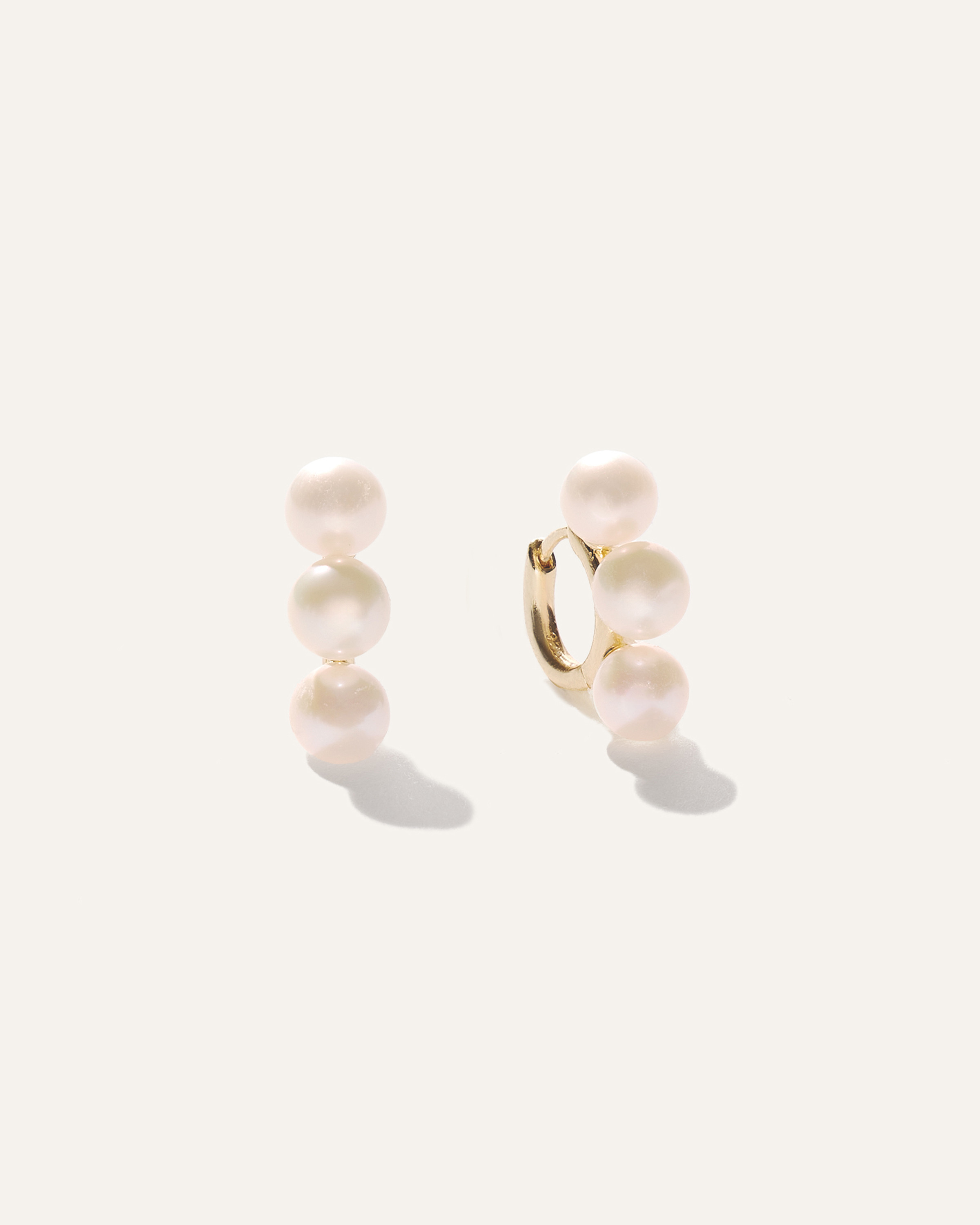Quince | Women's Triple Freshwater Pearl Hoop Earrings in Gold Vermeil | Quince