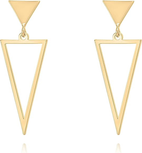 Bonaluna Triangle Metal Dangle Drop earrings for Women | Amazon (US)