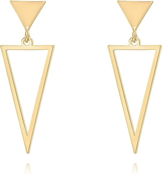 Bonaluna Triangle Metal Dangle Drop earrings for Women | Amazon (US)