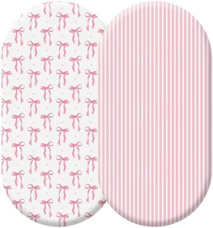 Oudain 2 Pack Pink Baby Bassinet Sheets Girls Bow Coquette 32'' x 16" Stretchable Soft Crib Sheet... | Amazon (US)
