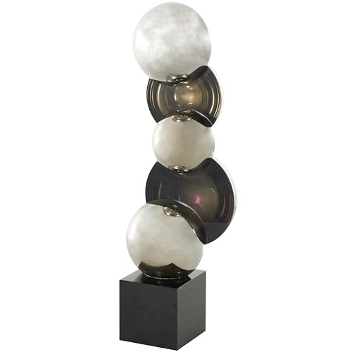 Deco 79 Glass Abstract Decorative Sculpture Stacked Orb Home Decor Statue with Black Base, Accent Figurine 5" x 4" x 16", Black | Amazon (US)