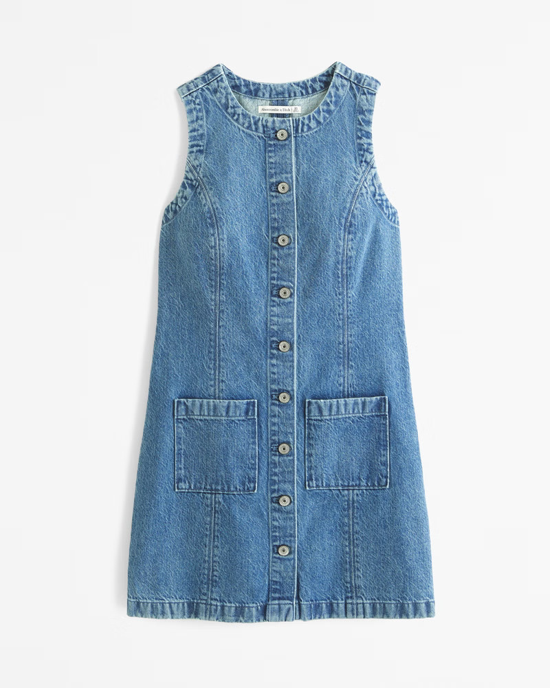 The A&F Mara High-Neck Denim Mini Dress | Abercrombie & Fitch (US)