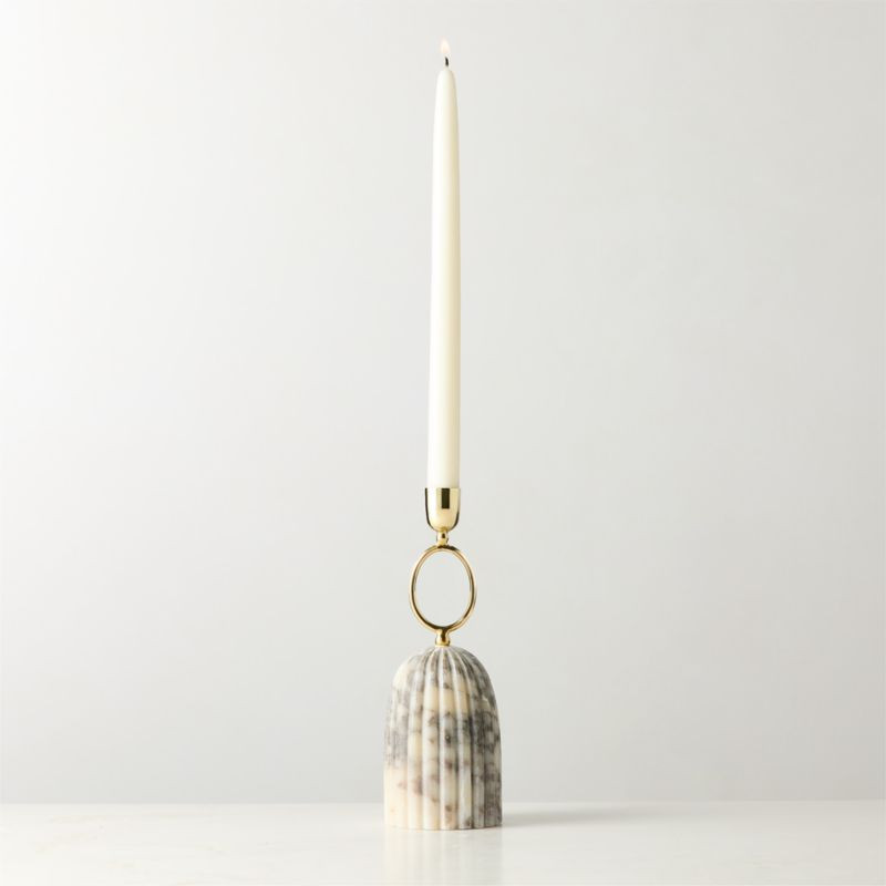 Cupola Viola Marble Taper Candle Holder Tall | CB2 | CB2