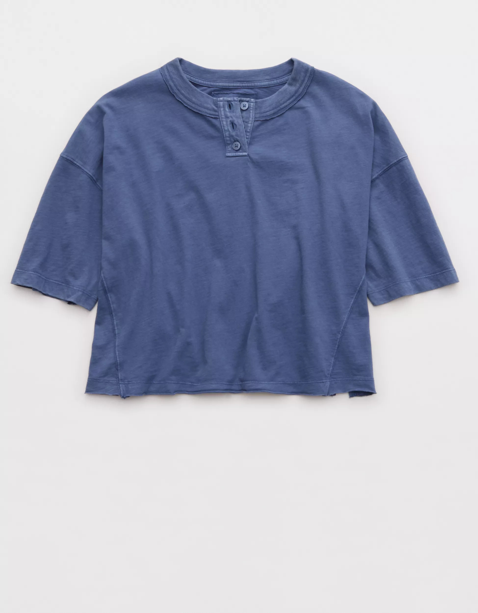 Aerie Remix Henley Cropped T-Shirt | Aerie