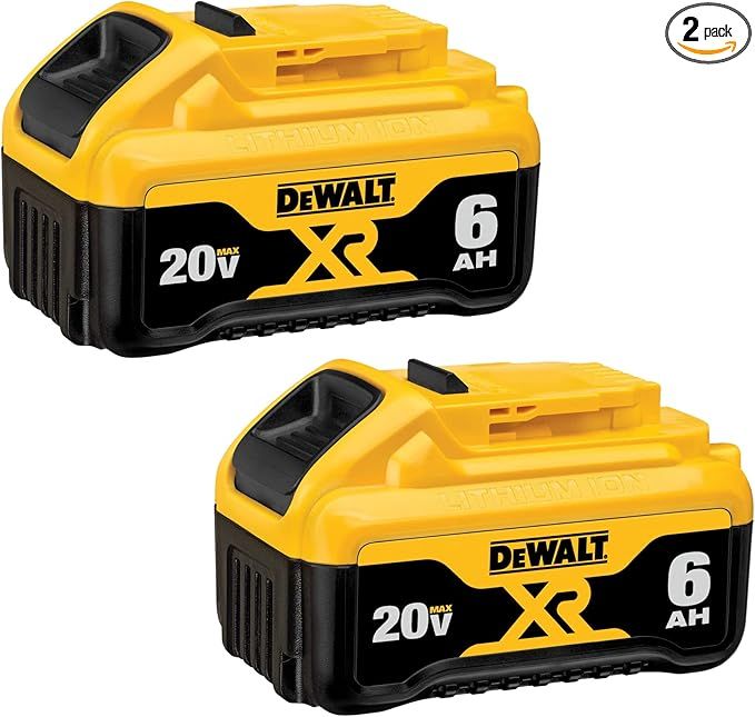 DEWALT 20V MAX Battery, 6 Ah, 2-Pack, Fully Charged in Under 90 Minutes (DCB206-2) | Amazon (US)