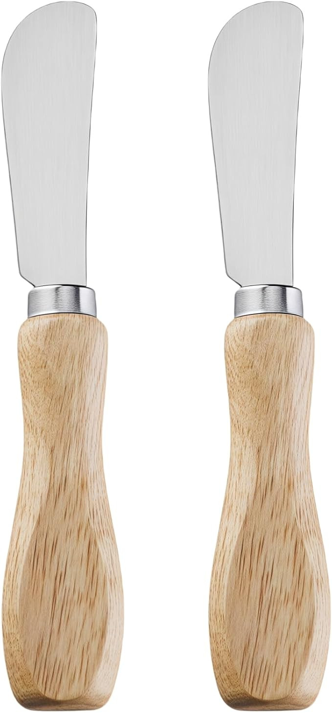 Butter Knives Set of 2, Oak Handle, Durable Stainless Steel Blade, Butter Knife for Smooth Spread... | Amazon (US)