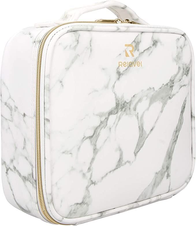 Relavel Marble Makeup Bag Large Makeup Organizer Bag Travel Train Case Portable Cosmetic Artist S... | Amazon (US)