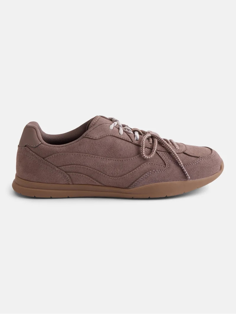 No Boundaries Women's Faux Suede Double Lace Sneakers | Walmart (US)
