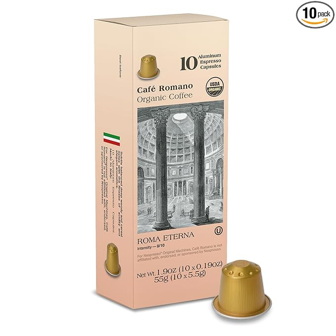 Organic USDA Café Romano Coffee Aluminum Espresso Pods For Nespresso Origninal Machine 100 Pack ... | Amazon (US)