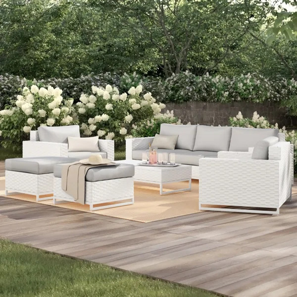 Menifee 6 Piece Rattan Sofa Seating Group with Cushions | Wayfair North America