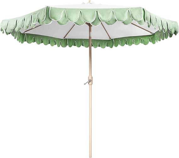 9Ft Elegant Valance Patio Umbrella, Outdoor Umbrellas for Patio with Auto-Tilt and Crank Systerm,... | Amazon (US)