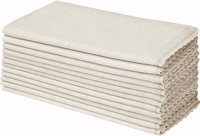 COTTON CRAFT Delilah Set of 12 Linen Lace Dinner Napkins, 20 inch x 20 inch, Natural | Amazon (US)