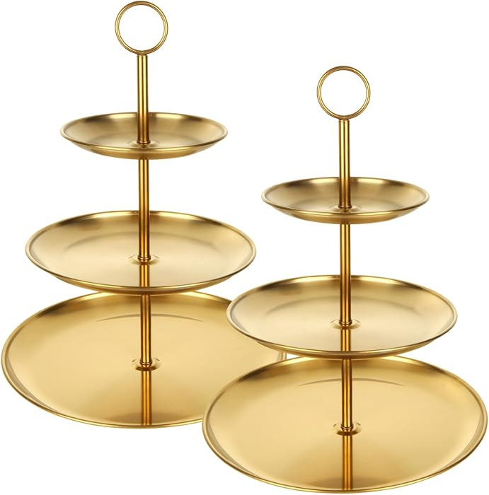 QTLCOHD 2 Pcs 3 Tier Stainless Steel Cupcake Stand | Amazon (US)