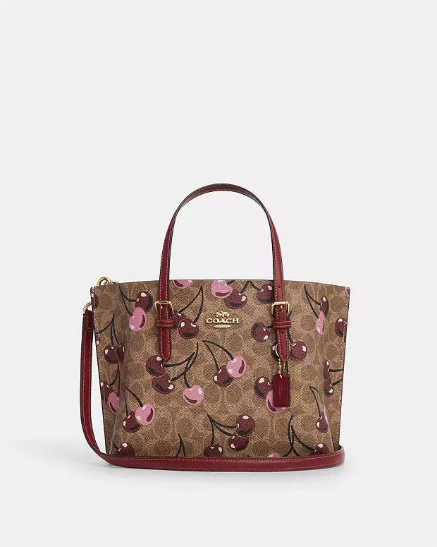 Mollie Tote Bag 25 In Signature Canvas With Cherry Print | Coach Outlet US
