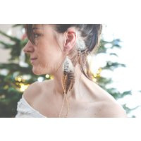 Single Feather Earrings, Hippie Ear Cuff, Feather Earrings, Jewelry, Boho Festival Wrap | Etsy (US)